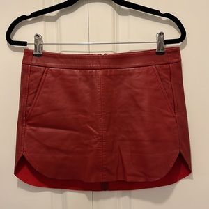 Michelle Mason Red Leather Miniskirt with Pockets